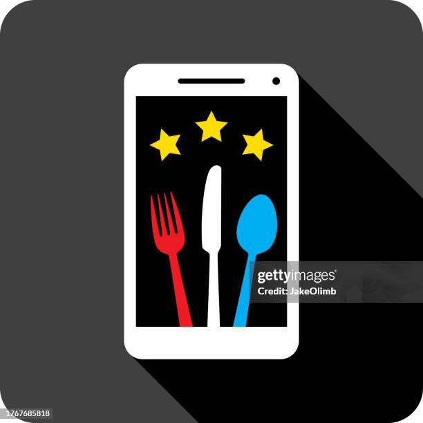 silverware stars smartphone icon silhouette - plastic fork stock illustrations