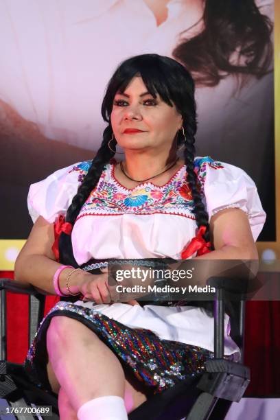 Olga Sana looks on during a press conference for the #PonElPecho campaign to raise breast cancer awareness at Centro Cultural Estacion Indianilla on...