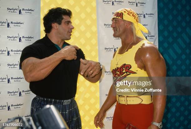 Lou Ferrigno and Hulk Hogan at the Starlight Foundation Benefit, in Los Angeles, California, United States, 1994.