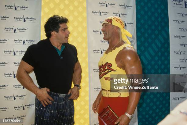 Lou Ferrigno and Hulk Hogan at the Starlight Foundation Benefit, in Los Angeles, California, United States, 1994.