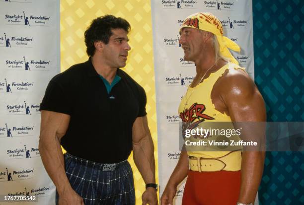 Lou Ferrigno and Hulk Hogan at the Starlight Foundation Benefit, in Los Angeles, California, United States, 1994.