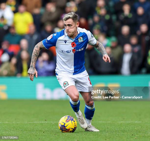 Blackburn Rovers' Sammie Szmodics during the Sky Bet Championship match between Norwich City and Blackburn Rovers at Carrow Road on November 4, 2023...