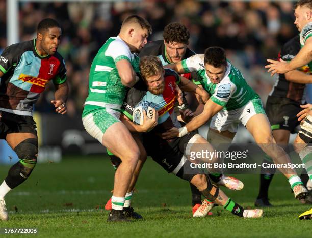 Harlequins' Tyrone Green in action during the Gallagher Premiership Rugby match between Harlequins and Newcastle Falcons at The Stoop on November 4,...