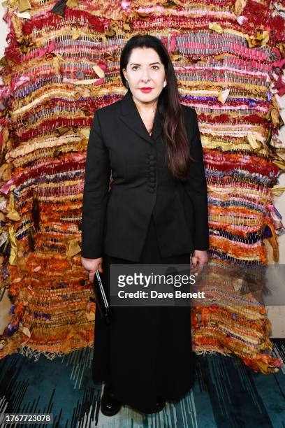 Marina Abramovic attends a fundraising dinner hosted by Sarabande in Decimo at The Standard, London on November 6, 2023 in London, England.