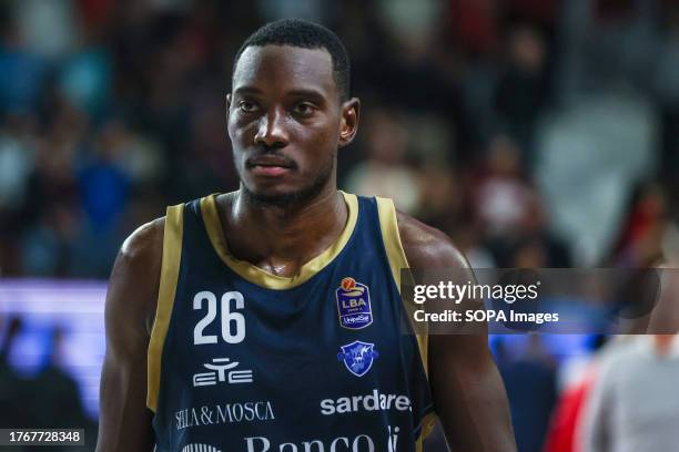 Stephane Gombauld of Dinamo Sassari Banco di Sardegna seen in action during LBA Lega Basket A 2023/24 Regular Season game between Pallacanestro...