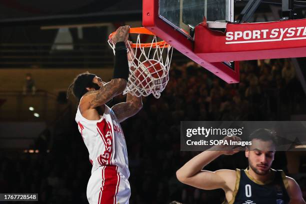 Willie Cauley-Stein of Pallacanestro Varese OpenJobMetis celebrates during LBA Lega Basket A 2023/24 Regular Season game between Pallacanestro Varese...