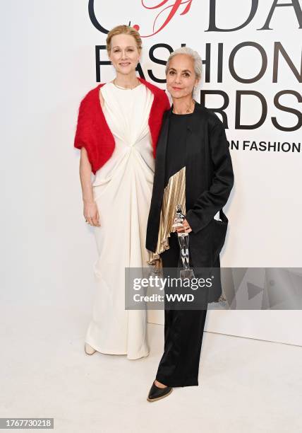 Laura Linney and Maria Cornejo at the 2023 CFDA Fashion Awards held at the American Museum of Natural History on November 6, 2023 in New York City.