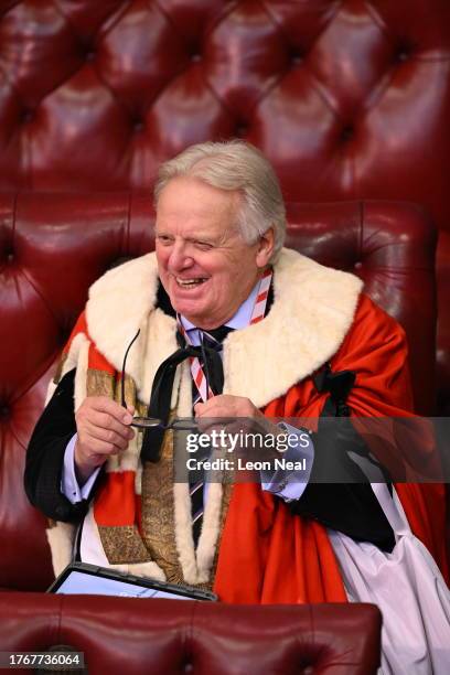 Lord Michael Grade and members of the House of Lords await the start of the State Opening of Parliament on November 7, 2023 in London, England. The...