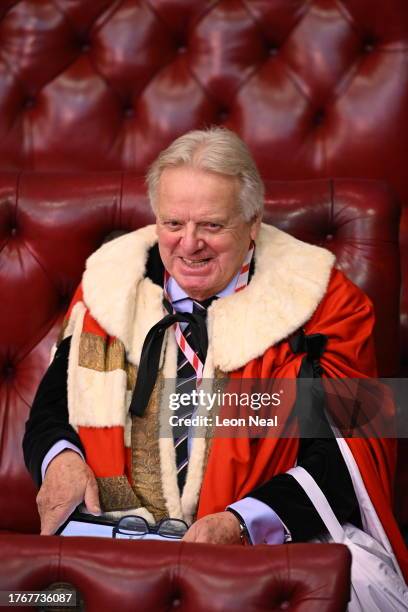 Lord Michael Grade and members of the House of Lords await the start of the State Opening of Parliament on November 7, 2023 in London, England. The...