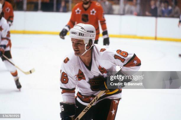 Marcel Dionne of the Wales Conference and Los Angeles Kings skates on the ice during the 1981 33rd NHL All-Star Game against the Campbell Conference...