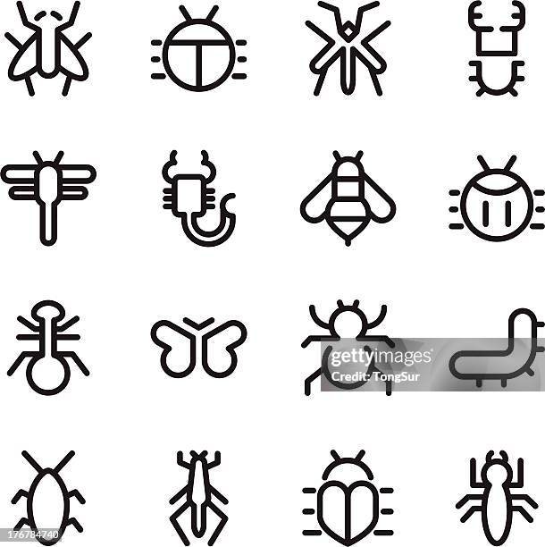 insects icons - beetle icon stock illustrations