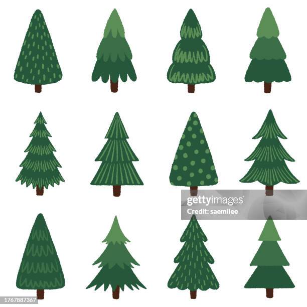 weihnachtsbaum-designelemente - tanne stock-grafiken, -clipart, -cartoons und -symbole