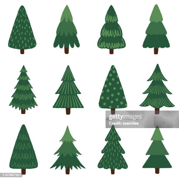 christmas tree design elements - simple fir tree stock illustrations