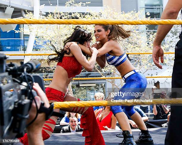 Personality Maria Menounos performs E!'s Total Divas at Take-Over SummerSlam at Nokia Plaza L.A. LIVE on August 18, 2013 in Los Angeles, California.