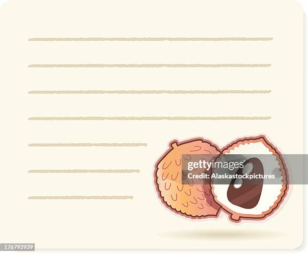 lychee on recipepaper. - lychee stock illustrations