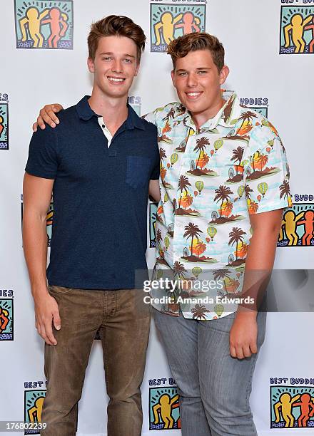 Model Patrick Schwarzenegger and his brother Christopher Schwarzenegger attend the Team Maria benefit for Best Buddies at Montage Beverly Hills on...