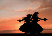 Hula Sisters Dance in Hawaiian Sunset