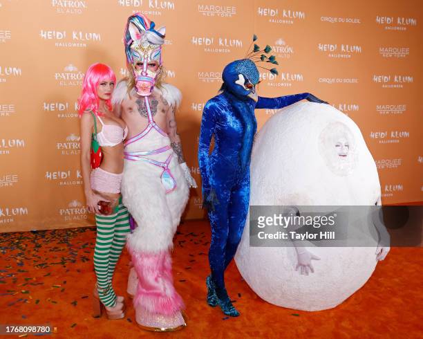 Leni Klum, Bill Kaulitz, Heidi Klum, and Tom Kaulitz attend the 2023 Heidi Klum Hallowe'en Party at Marquee on October 31, 2023 in New York City.