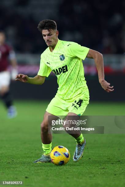 Daniel Boloca of US Sassuolo controls the ball during the Serie A TIM match between Torino FC and US Sassuolo at Stadio Olimpico di Torino on...