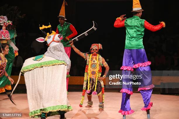 Artists from Tamil Nadu perform folk dance during the Lok Rang in Jawahar Kala Kendra in Jaipur, Rajasthan, India, Monday Night ,Nov 6,2023