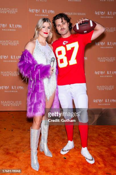 Genie Bouchard and Jack Brinkley-Cook attend the 2023 Heidi Klum Halloween Party at Marquee on October 31, 2023 in New York City.