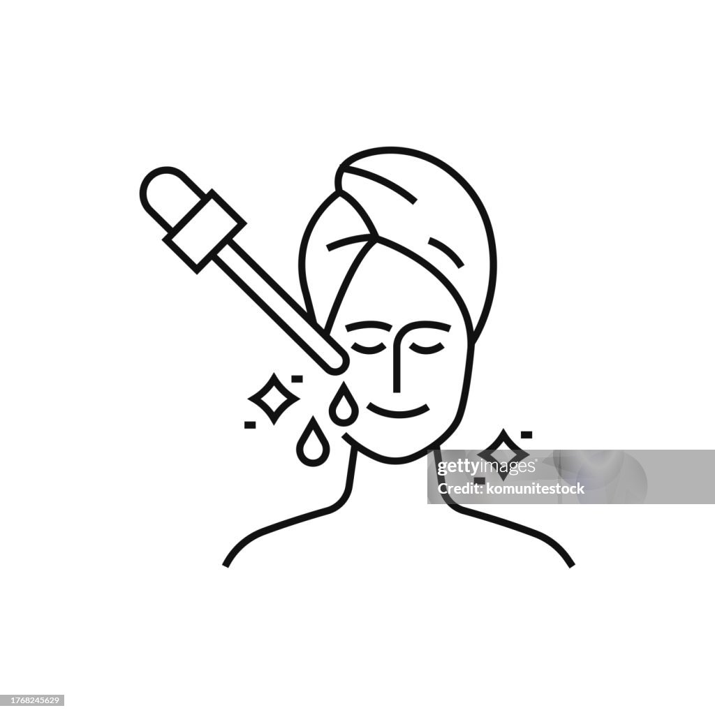Ilustración vectorial de icono de línea de suero de belleza. Diseño de iconos para logotipo, aplicación móvil, sitio web, interfaz de usuario, UX, signo, símbolo.