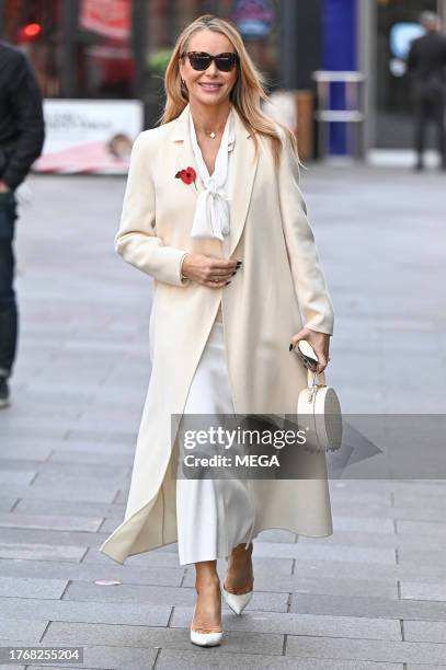 Amanda Holden is seen leaving Global Studios on November 7, 2023 in London, United Kingdom.