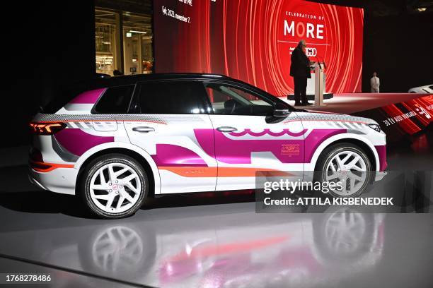 Model of the Audi Q6 e-tron is displayed at the plant of Audi Hungary, one of the world's largest engine factories, in Gyor, Hungary on November 7...