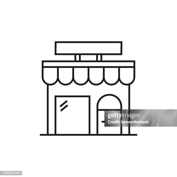 stockillustraties, clipart, cartoons en iconen met store line icon vector illustration. icon design for logo, mobile app, website, ui, ux, sign, symbol. - app store logo