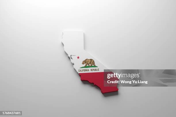 california map with flag ,3d render - d ca stock pictures, royalty-free photos & images