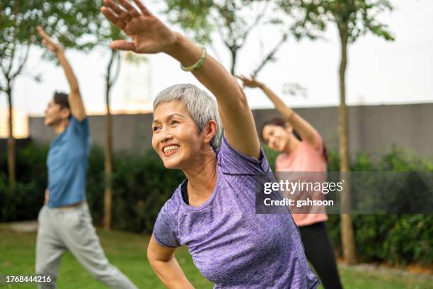 group of sportsperson dancing zumba outdoor - zumba stockfoto's en -beelden