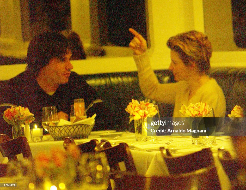 Actress Juliette Binoche and actor Patrick Muldoon have dinner at