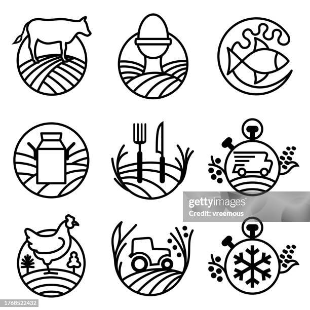 illustrations, cliparts, dessins animés et icônes de alimentation saine icônes d’aliments naturels non transformés - élevage-en-plein-air
