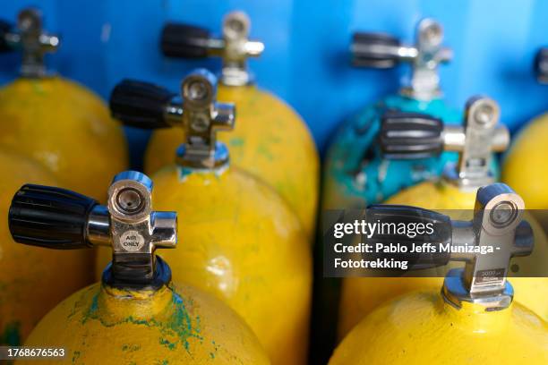diving tank group - canister stock pictures, royalty-free photos & images