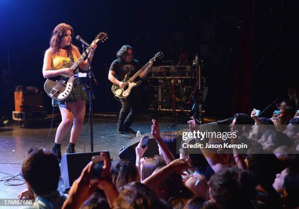 Bethany Cosentino and Bobb Bruno of the band Best Coast perform at the El Rey Theatre on August 18, 2013 in Los Angeles, California.