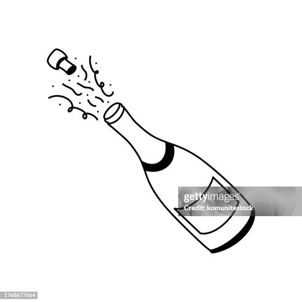 ilustraciones, imágenes clip art, dibujos animados e iconos de stock de concepto de celebración ilustración vectorial de estilo de dibujos animados. diseño vectorial moderno - champán