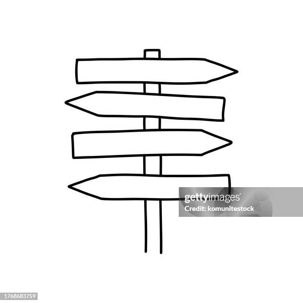 directional sign cartoon style vector illustration. modern vector design - wooden sign post stock illustrations