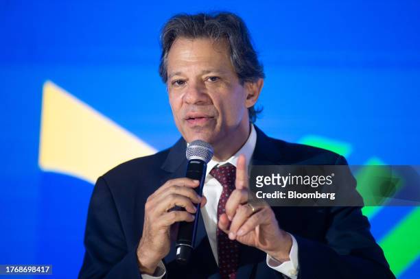 Fernando Haddad, Brazil's finance minister, speaks during the Brasil Investment Forum at Itamaraty Palace in Brasilia, Brazil, on Tuesday, Nov. 7,...