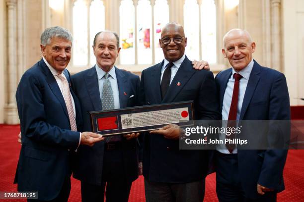 Former Arsenal chairman David Dein, former Arsenal manager George Graham and former Crystal Palace manager Steve Coppell with former footballer Ian...