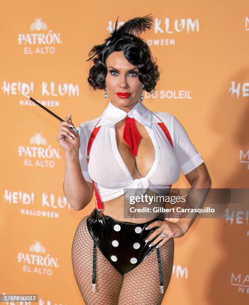 Coco Austin is seen arriving to Heidi Klum's 22nd Annual Halloween Party at Marquee on October 31, 2023 in New York City.