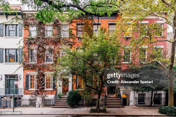 apartment buildings in greenwich village, new york city, usa - west village stock pictures, royalty-free photos & images