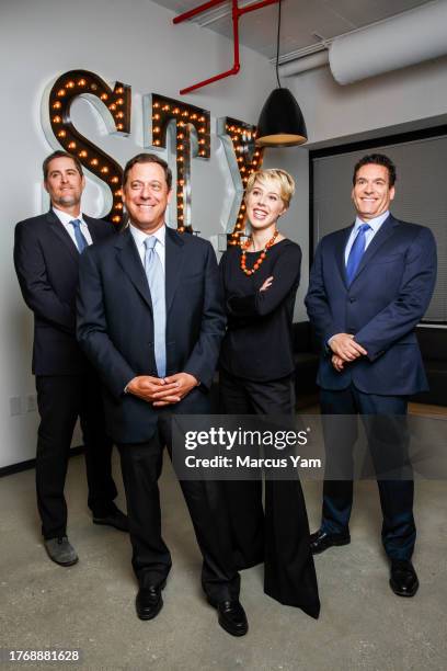 Executives, from left: Domestic Distribution President Kevin Grayson, Motion Picture Group Chairman Adam Fogelson, President Sophie Watts and Chief...