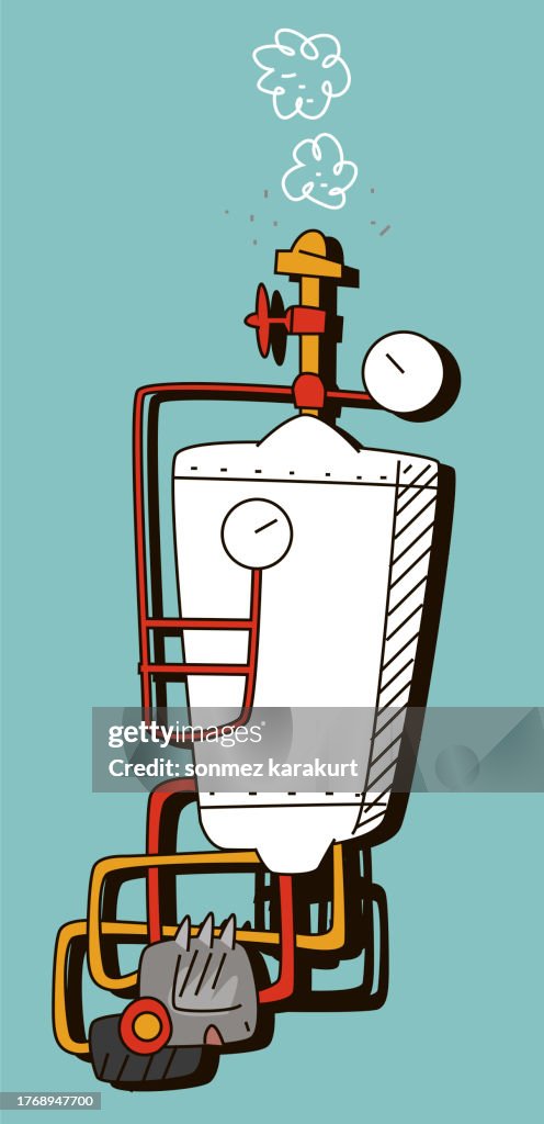A cute cartoon combi boiler