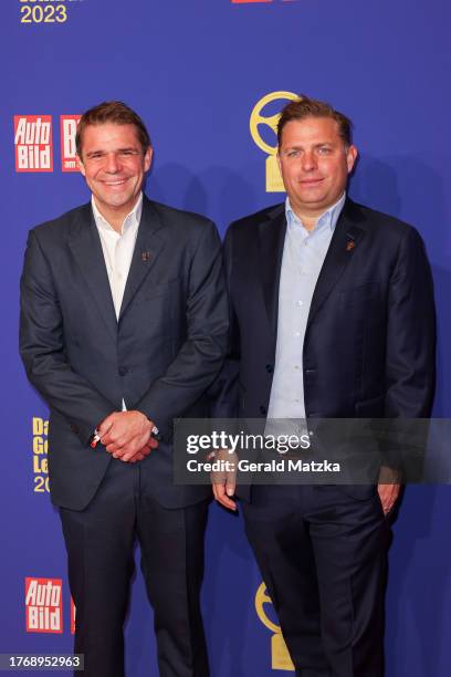 Alexander Sixt and Konstantin Sixt attend the "Das Goldene Lenkrad" Award 2023 at Axel Springer Haus on November 7, 2023 in Berlin, Germany.