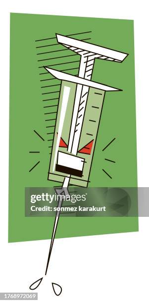 suffering cartoon injector character - self injection stock illustrations