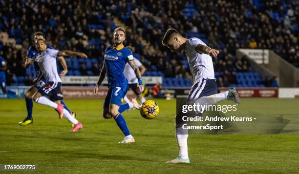 Bolton Wanderers' George Thomason controls the ball during the Sky Bet League One match between Shrewsbury Town and Bolton Wanderers at Montgomery...