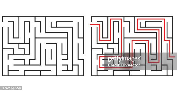 labyrinth game way - brain coral stock illustrations