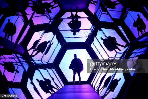 Novak Djokovic of Serbia walks out to play in his match against Tomas Martin Etcheverry of Argentina during Day Three of the Rolex Paris Masters ATP...