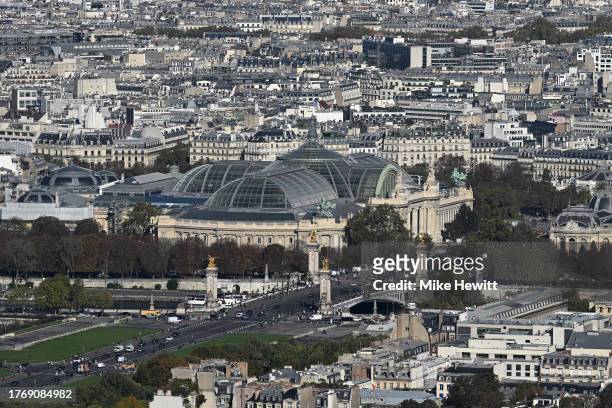 The Grand Palais stands in front of the Pont Alexandre III on October 24, 2023 in Paris, France. Paris will host the Summer Olympics from July 26...