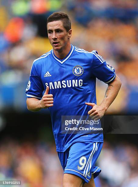 Fernando Torres of Chelsea looks on during the Barclays Premier League match between Chelsea and Hull City at Stamford Bridge on August 18, 2013 in...